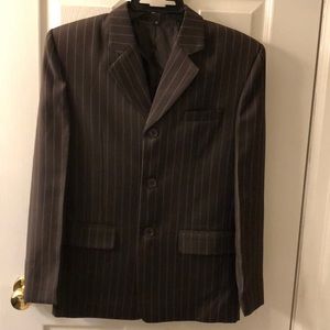 Boys Brown Pin Striped 3 piece suit
